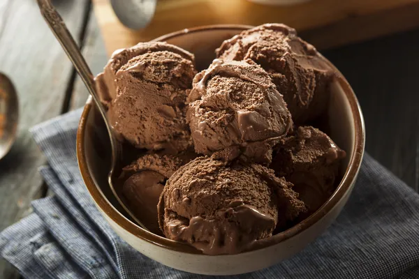 Домашнее темное шоколадное мороженое — стоковое фото