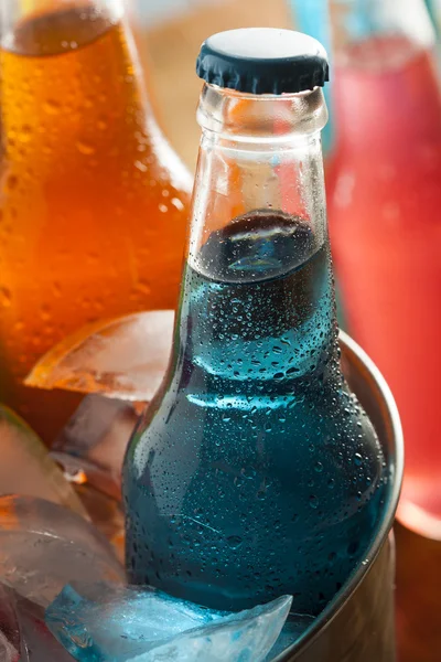 Assorted Organic Blue Craft Sodas — Stock Photo, Image
