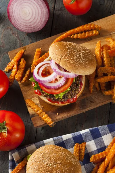 Burger Kuinoa Vegetarian Sehat Rumah — Stok Foto