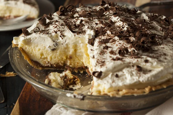 Homemade Black Bottom Cream Pie — Stock Photo, Image