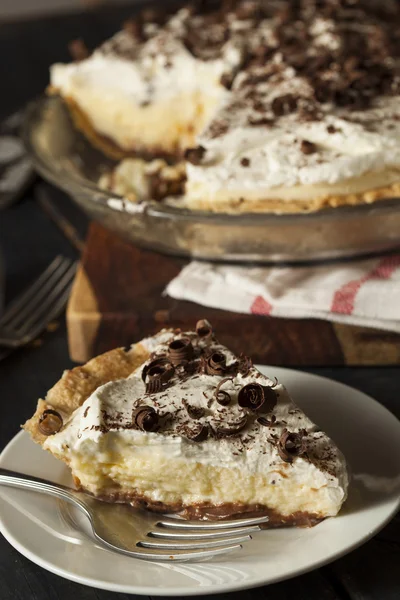 Homemade Black Bottom Cream Pie — Stock Photo, Image