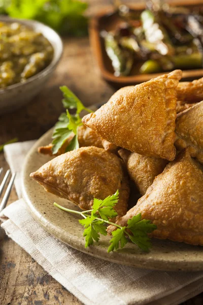 Σπιτικό τηγανητό ινδική samosas — Φωτογραφία Αρχείου