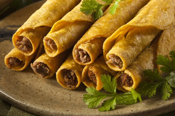 Carne de bovino mexicana caseira Taquitos — Fotografia de Stock