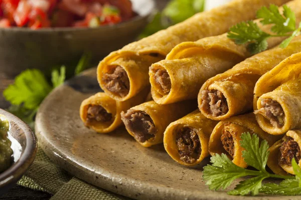 Homemade Mexican Beef Taquitos — Stock Photo, Image