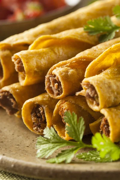 Homemade Mexican Beef Taquitos — Stock Photo, Image