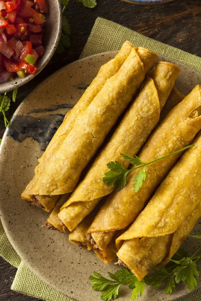 Homemade Mexican Beef Taquitos — Stock Photo, Image