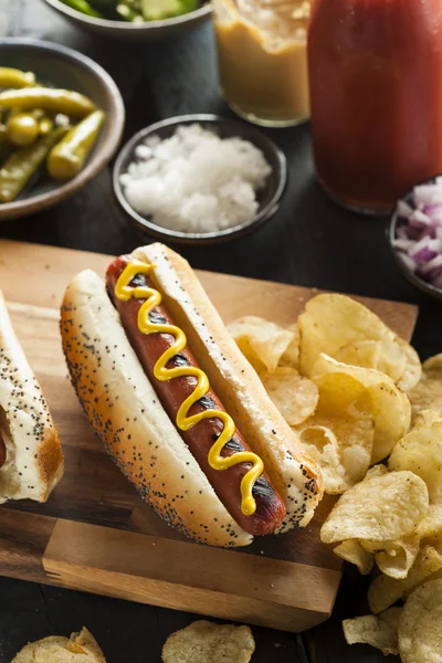 Gourmet Grelhado Todos os Hots de carne Cães — Fotografia de Stock