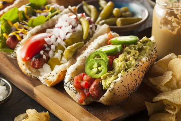 Gourmet Grilled All Beef Hots Dogs — Stock Photo, Image