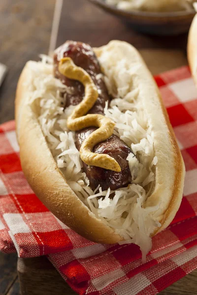 Homemade Bratwurst with Sauerkraut — Stock Photo, Image