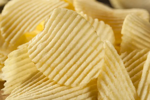 Unhealthy Crinkle Cut Potato Chips — Stock Photo, Image