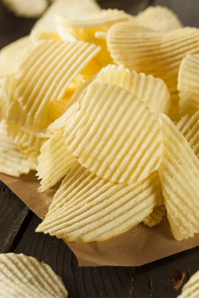 Unhealthy Crinkle Cut Potato Chips — Stock Photo, Image