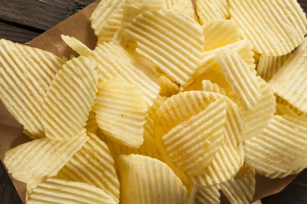 Unhealthy Crinkle Cut Potato Chips — Stock Photo, Image