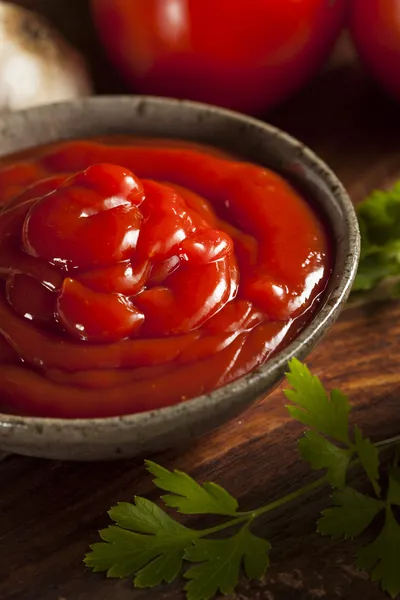 Bio červené kečup — Stock fotografie