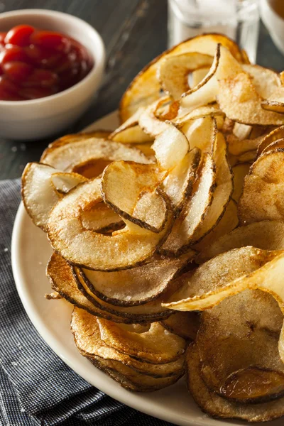 Homemade Spiral Cut Potato Chips — Stock Photo, Image