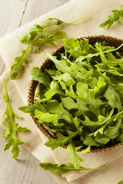 Organische rauwe groene rucola — Stockfoto