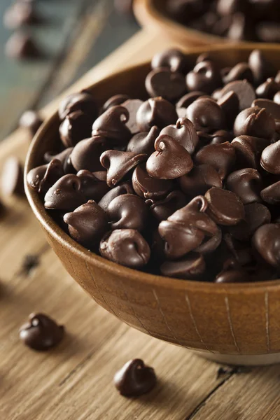 Organic Dark Chocolate Chips — Stock Photo, Image