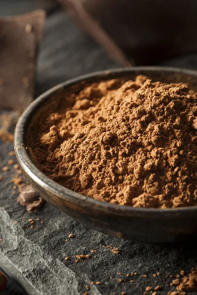 Surové organické kakaový prášek — Stock fotografie