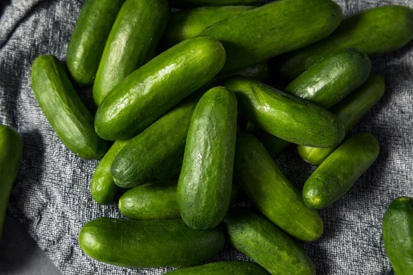 Rauwe Groene Biologische Mini Komkommers Klaar Eten — Stockfoto