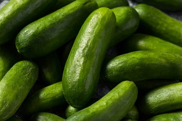 Rauwe Groene Biologische Mini Komkommers Klaar Eten — Stockfoto