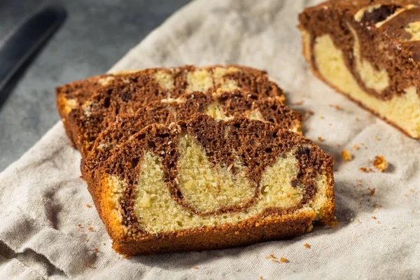 Homemade Sweet Marbled Cake Loaf Chocolate Vanilla — Stock Photo, Image