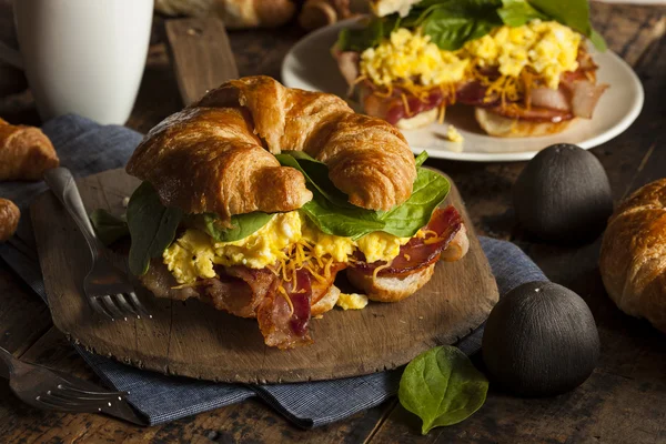 Sandwich au petit déjeuner aux oeufs de jambon et fromage — Photo