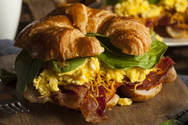 Sonkás-sajtos tojás reggeli szendvics — Stock Fotó