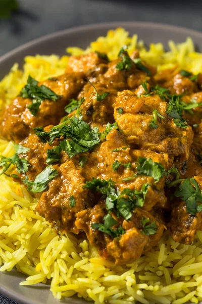 Frango Indiano Caseiro Biryani Com Arroz Amarelo — Fotografia de Stock