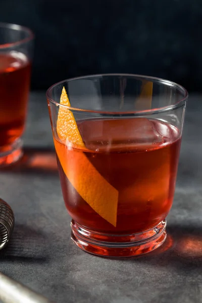 Boozy Refreshing Boulevardier Cocktail Vermouth Orange Garnish — 스톡 사진