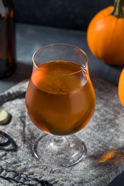 Refreshing Cold Autumn Pumpkin Spice Hard Cider Glass — Stock Photo, Image