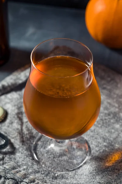 Refreshing Cold Autumn Pumpkin Spice Hard Cider Glass — Stock Photo, Image