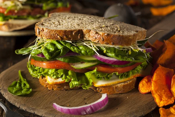 Egészséges vegetáriánus zöldség szendvicset — Stock Fotó