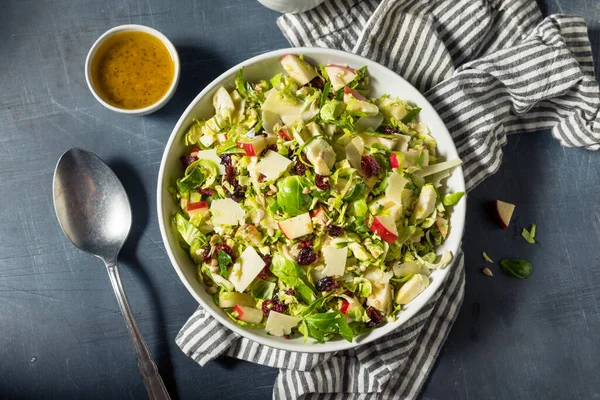 Salada Maçã Broto Escova Queda Saudável Com Queijo Molho — Fotografia de Stock