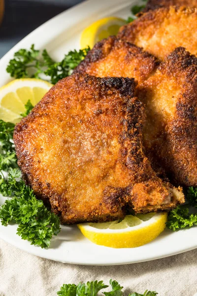 Homemade Fried Pork Chops Salt Pepper — Stock Photo, Image