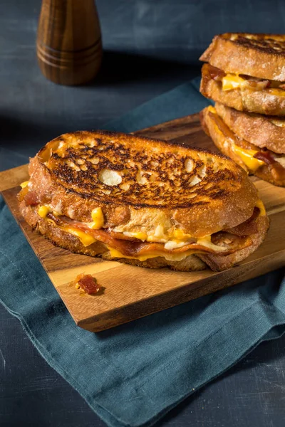 Homemade Bacon Grilled Cheese Cheddar Provolone — Stock Photo, Image