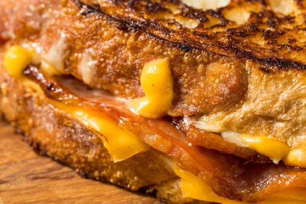 Homemade Bacon Grilled Cheese Cheddar Provolone — Stock Photo, Image