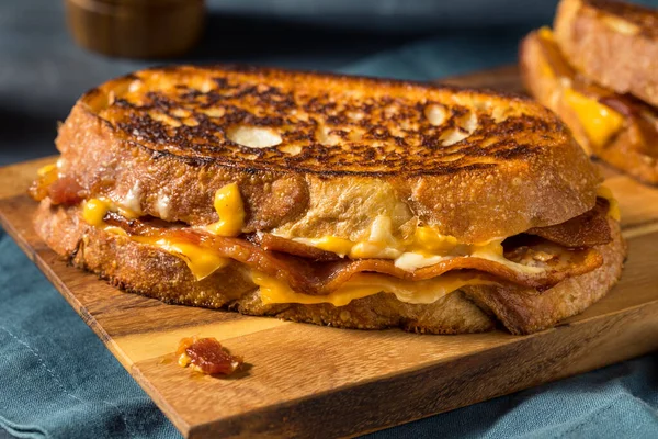 Homemade Bacon Grilled Cheese Cheddar Provolone — Stock Photo, Image