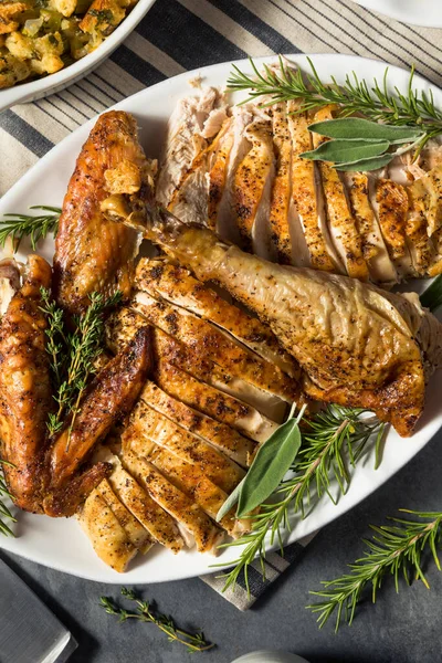 Día Acción Gracias Festivo Cena Pavo Con Relleno Pastel Calabaza — Foto de Stock