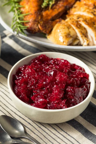 Hälsosam Thanksgiving Tranbärssås Skål — Stockfoto