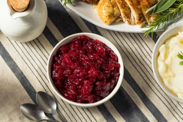 Gesunde Thanksgiving Preiselbeersoße Einer Schüssel — Stockfoto