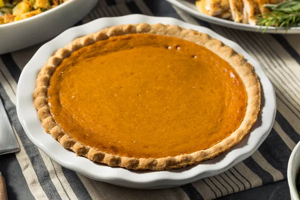 Torta Zucca Del Giorno Del Ringraziamento Fatta Casa Sana Pronta — Foto Stock