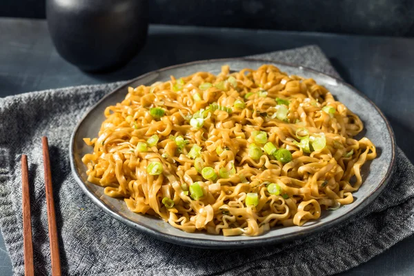 Homemade Asian Soy Scallion Noodles Sesame — Stock Photo, Image