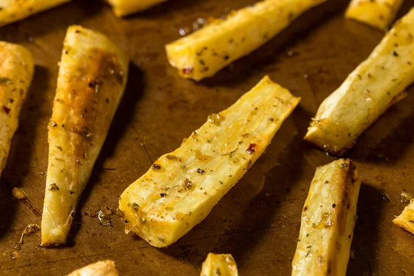 Homemade Roasted Parnsip Fries Salt Pepper Thyme — Stock Photo, Image