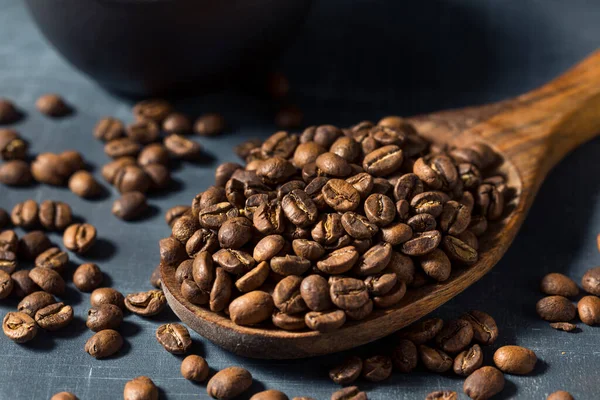 Raw Organic Roasted Espresso Coffee Beans Bowl — Stock Photo, Image