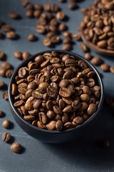 Surowe Organiczne Pieczone Espresso Fasola Kawy Misce — Zdjęcie stockowe
