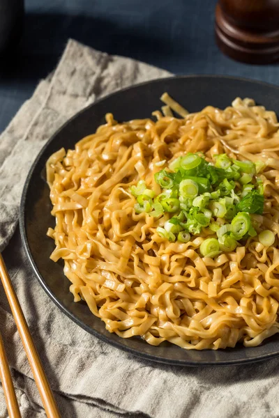 Zelfgemaakte Kruidige Soja Scallion Noodles Klaar Eten — Stockfoto