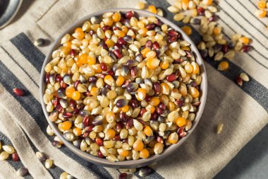 Kuru Organik Gökkuşağı Patlamış Mısırı Pişirmeye Hazır