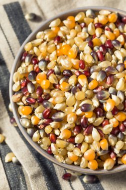 Kuru Organik Gökkuşağı Patlamış Mısırı Pişirmeye Hazır