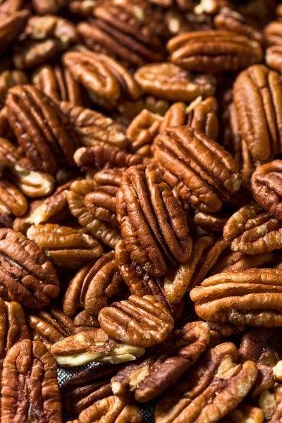 Nyers Barna Orángután Pecan Nuts Egy Tálban — Stock Fotó
