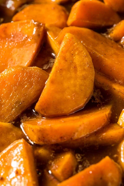 Domowe Święto Dziękczynienia Candied Yams Brązowym Cukrem — Zdjęcie stockowe