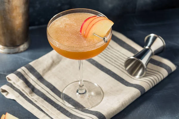 Boozy Refreshing Apple Martini Cocktail Coupe — Stock Photo, Image